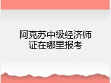 阿克苏中级经济师证在哪里报考