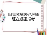 阿克苏高级经济师证在哪里报考