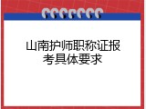 山南护师职称证报考具体要求
