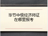 毕节中级经济师证在哪里报考