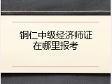 铜仁中级经济师证在哪里报考