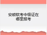 安顺软考中级证在哪里报考