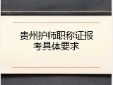 贵州护师职称证报考具体要求