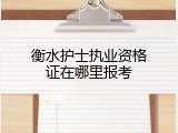 衡水护士执业资格证在哪里报考