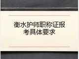 衡水护师职称证报考具体要求