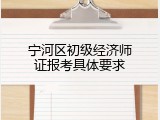 宁河区初级经济师证报考具体要求
