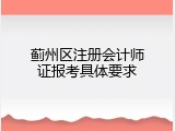 蓟州区注册会计师证报考具体要求