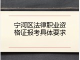 宁河区法律职业资格证报考具体要求