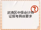 武清区中级会计师证报考具体要求