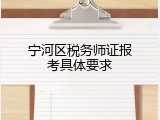 宁河区税务师证报考具体要求
