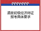 酒泉初级经济师证报考具体要求
