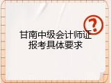 甘南中级会计师证报考具体要求