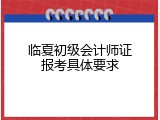 临夏初级会计师证报考具体要求