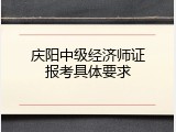 庆阳中级经济师证报考具体要求