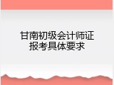 甘南初级会计师证报考具体要求
