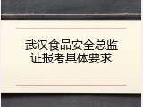 武汉食品安全总监证报考具体要求