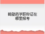 鹤壁药学职称证在哪里报考