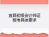 宜昌初级会计师证报考具体要求