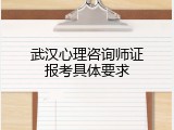 武汉心理咨询师证报考具体要求