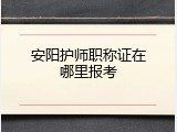 安阳护师职称证在哪里报考