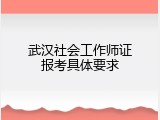 武汉社会工作师证报考具体要求