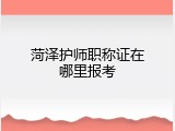 菏泽护师职称证在哪里报考