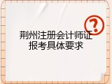 荆州注册会计师证报考具体要求