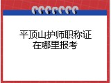 平顶山护师职称证在哪里报考