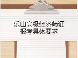 乐山高级经济师证报考具体要求