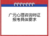广元心理咨询师证报考具体要求