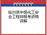 哈尔滨中级化工安全工程师报考资格详解