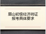 眉山初级经济师证报考具体要求