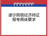 遂宁高级经济师证报考具体要求