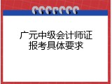 广元中级会计师证报考具体要求