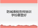 防城港税务师培训学校哪里好