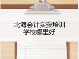 北海会计实操培训学校哪里好