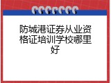 防城港证券从业资格证培训学校哪里好