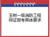 玉树一级消防工程师证报考具体要求