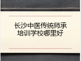 长沙中医传统师承培训学校哪里好