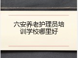 六安养老护理员培训学校哪里好