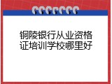 铜陵银行从业资格证培训学校哪里好