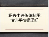 绍兴中医传统师承培训学校哪里好