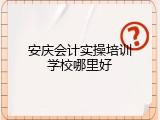 安庆会计实操培训学校哪里好