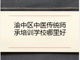 渝中区中医传统师承培训学校哪里好