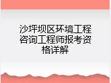 沙坪坝区环境工程咨询工程师报考资格详解