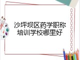 沙坪坝区药学职称培训学校哪里好