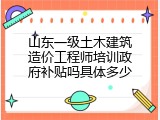 山东一级土木建筑造价工程师培训政府补贴吗具体多少