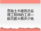 恩施土木建筑总监理工程师的工资一般月薪大概多少钱