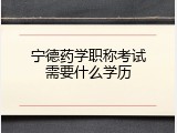 宁德药学职称考试需要什么学历