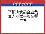 平顶山食品企业负责人考试一般在哪里考
